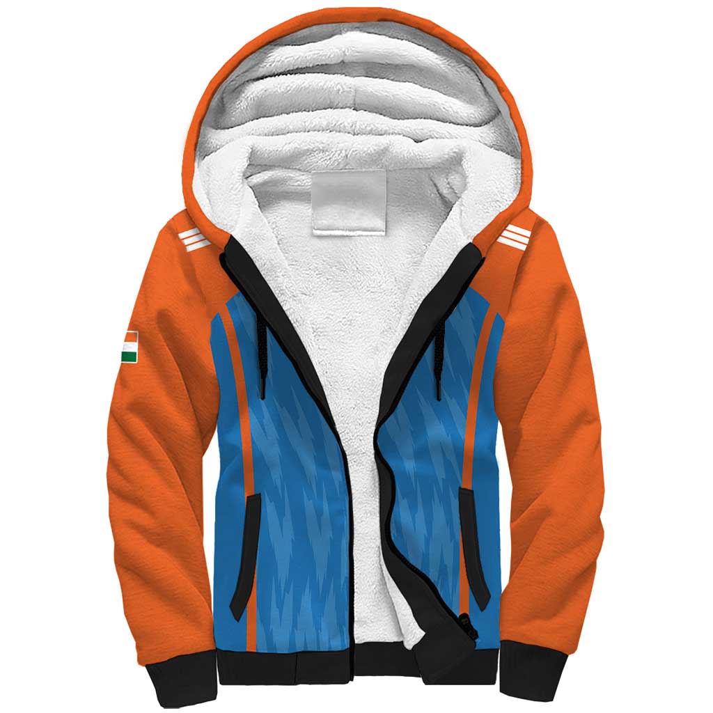 Custom India Cricket Sherpa Hoodie Go Men in Blue