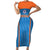 Custom India Cricket Short Sleeve Bodycon Dress Go Men in Blue