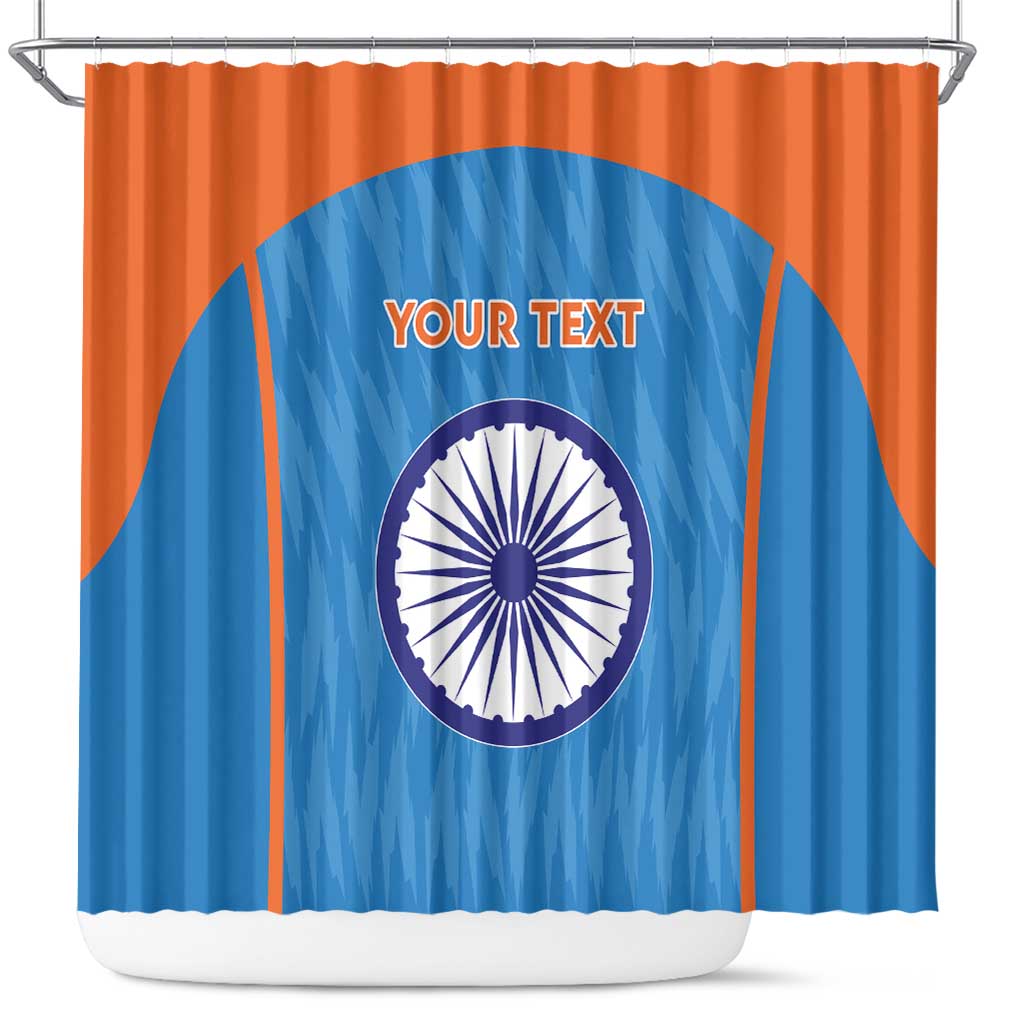 Custom India Cricket Shower Curtain Go Men in Blue