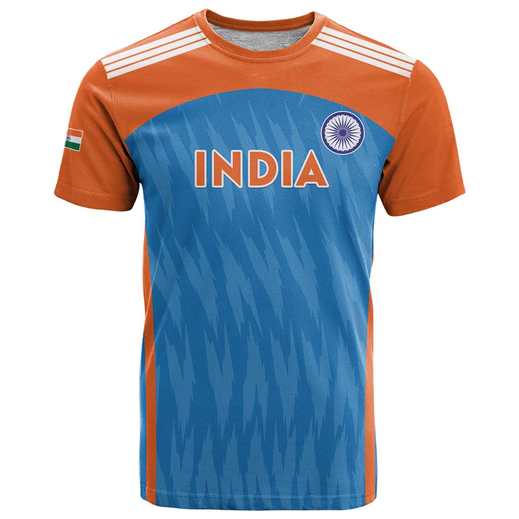 Custom India Cricket T Shirt Go Men in Blue