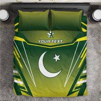 Green cricket-themed bedding set with 2 pillowcases, crescent moon and star, yellow accents