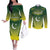 Custom Pakistan Cricket Couples Matching Off The Shoulder Long Sleeve Dress and Long Sleeve Button Shirt Go Shaheens