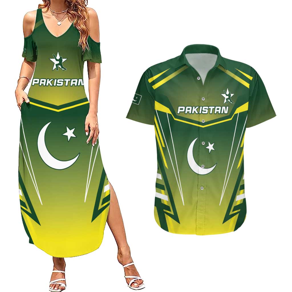 Custom Pakistan Cricket Couples Matching Summer Maxi Dress and Hawaiian Shirt Go Shaheens - Wonder Print Shop