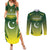 Custom Pakistan Cricket Couples Matching Summer Maxi Dress and Long Sleeve Button Shirt Go Shaheens - Wonder Print Shop