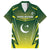 Custom Pakistan Cricket Family Matching Off Shoulder Short Dress and Hawaiian Shirt Go Shaheens - Wonder Print Shop