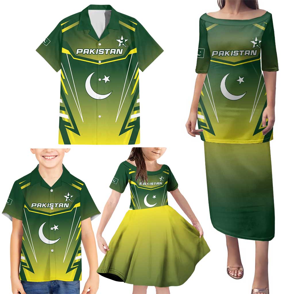 Custom Pakistan Cricket Family Matching Puletasi and Hawaiian Shirt Go Shaheens - Wonder Print Shop