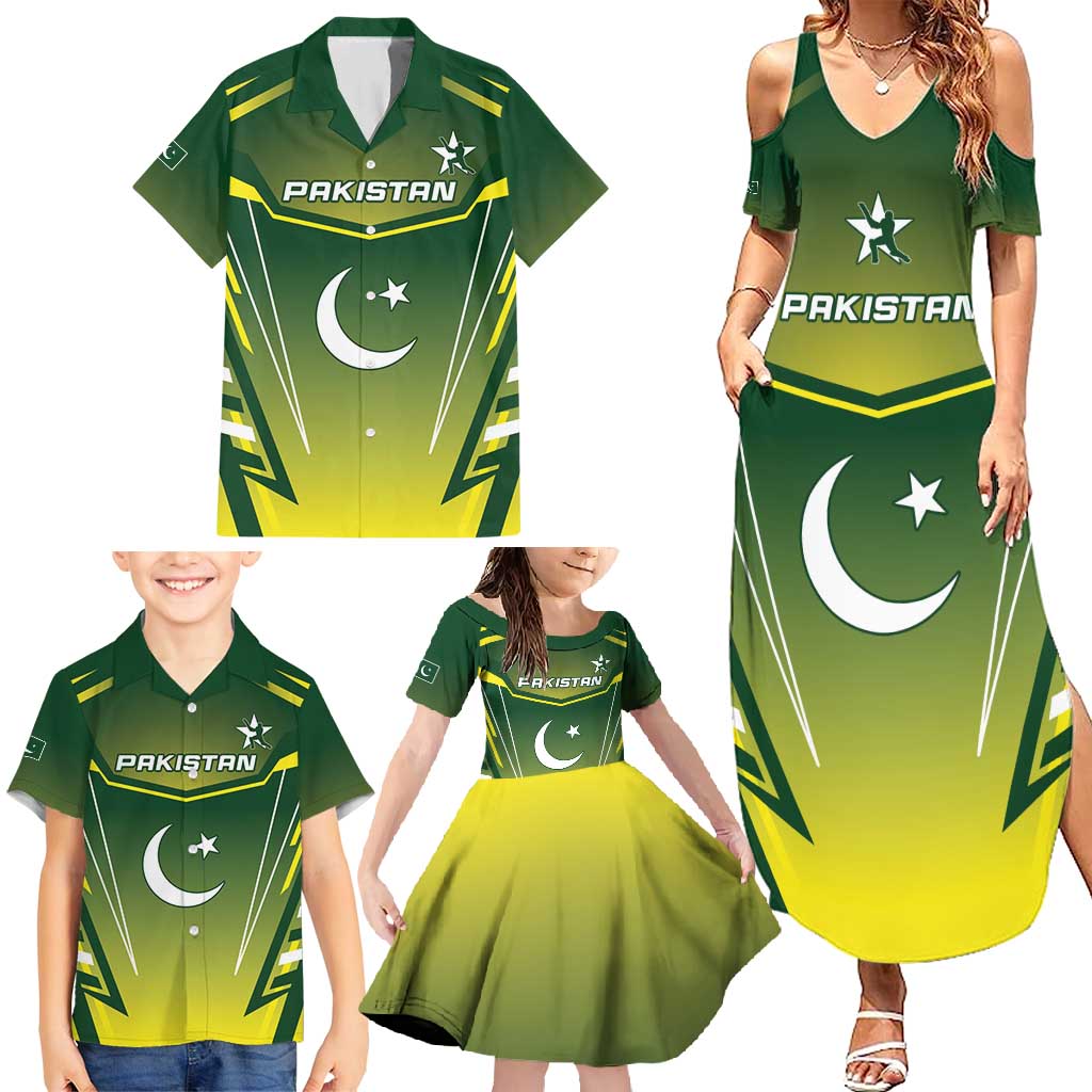 Custom Pakistan Cricket Family Matching Summer Maxi Dress and Hawaiian Shirt Go Shaheens - Wonder Print Shop