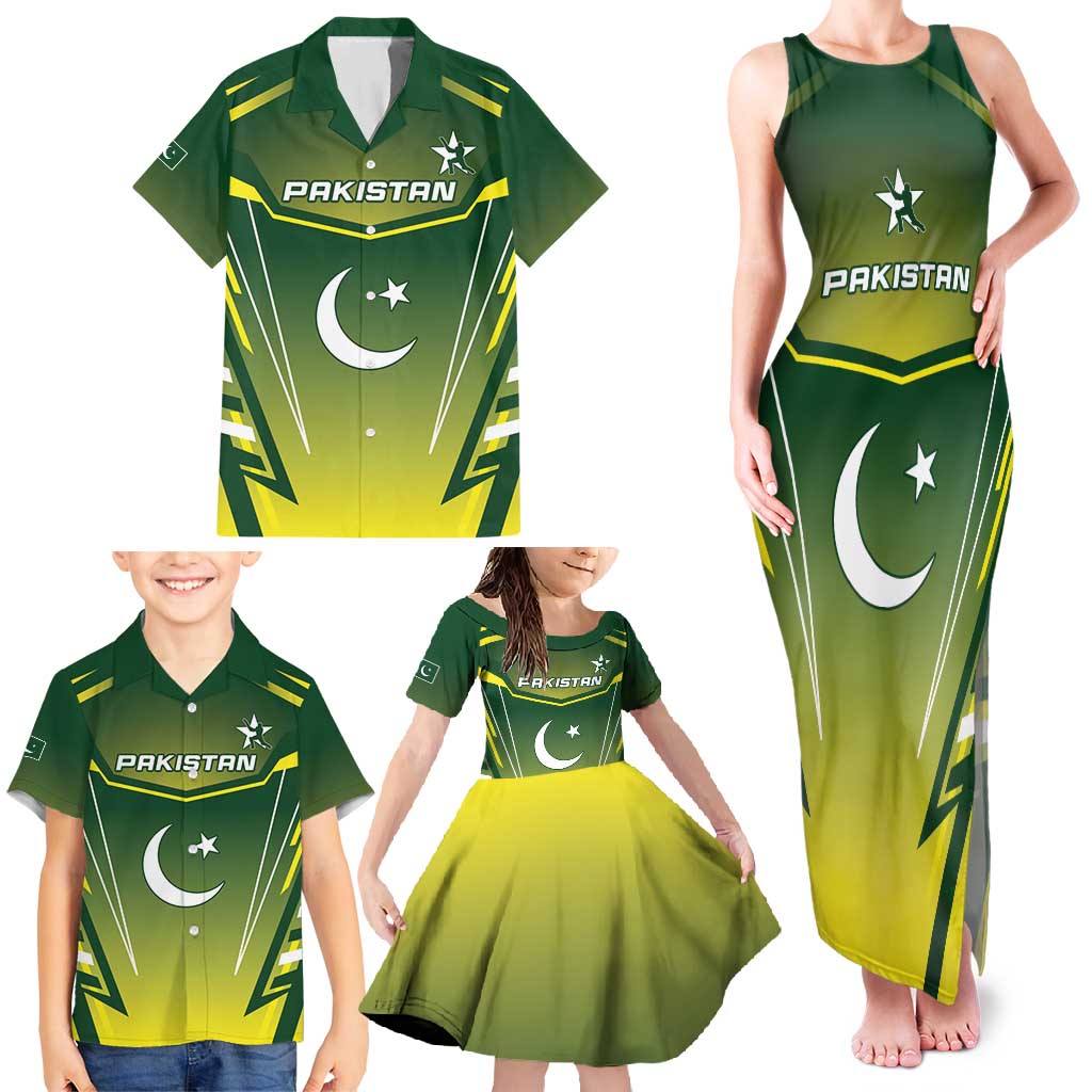 Custom Pakistan Cricket Family Matching Tank Maxi Dress and Hawaiian Shirt Go Shaheens - Wonder Print Shop