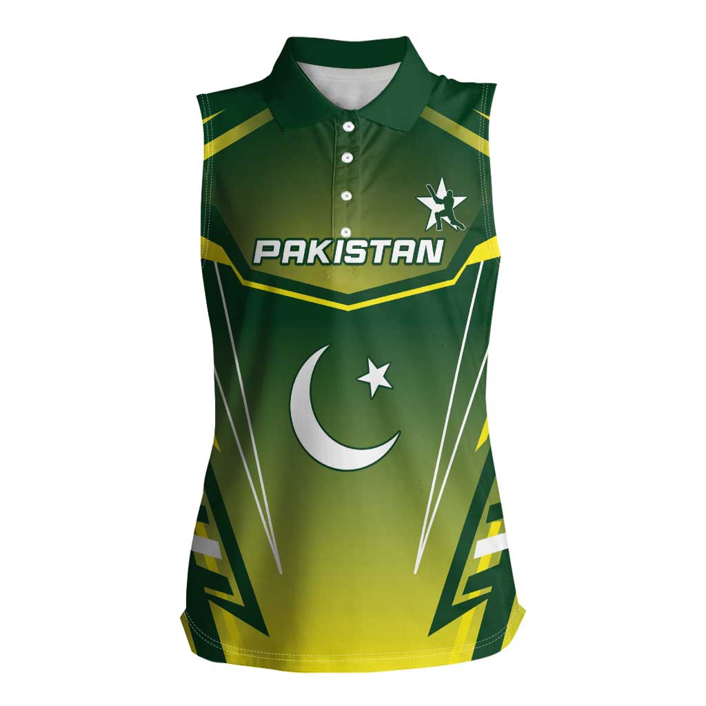 Custom Pakistan Cricket Women Sleeveless Polo Shirt Go Shaheens