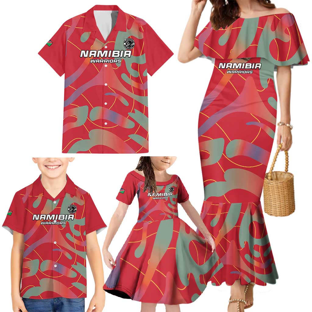 Custom Namibia Football Family Matching Mermaid Dress and Hawaiian Shirt Go Namibia Warriors - Wonder Print Shop