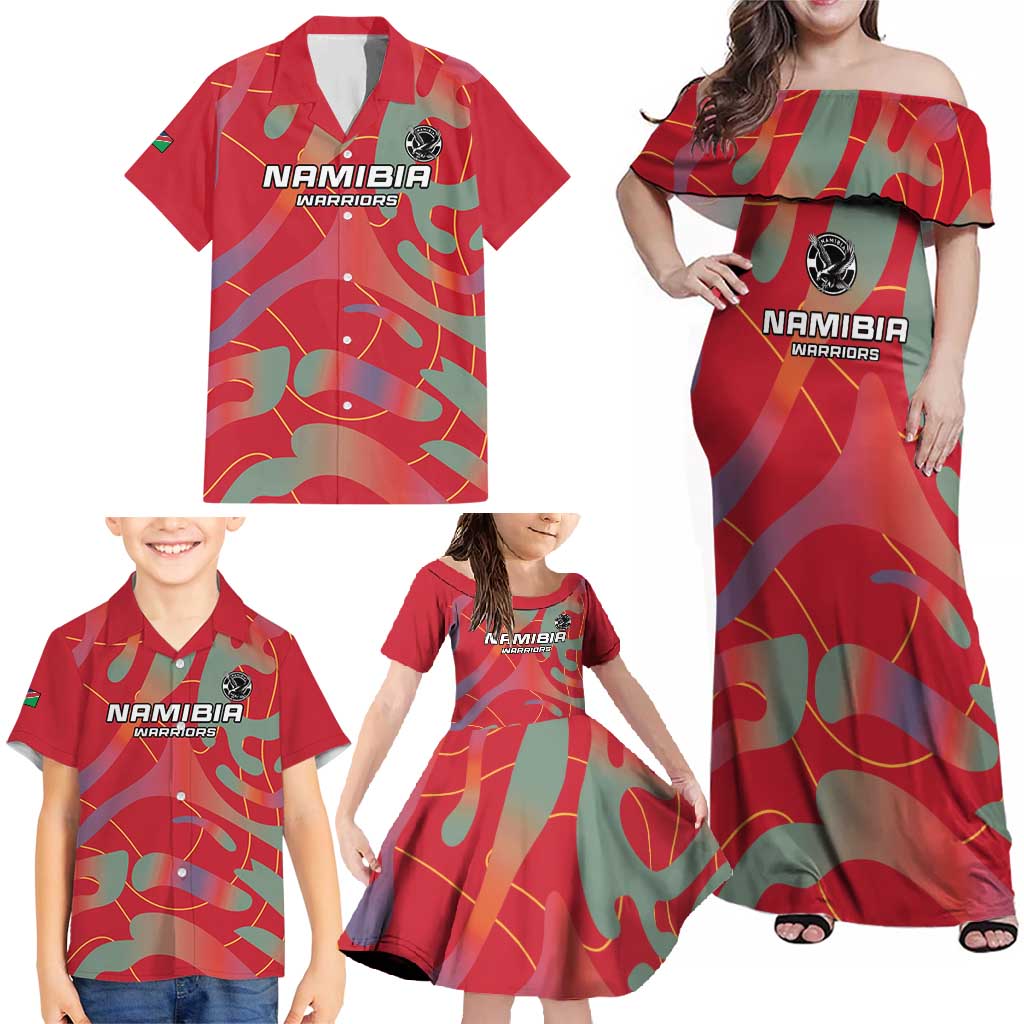 Custom Namibia Football Family Matching Off Shoulder Maxi Dress and Hawaiian Shirt Go Namibia Warriors - Wonder Print Shop