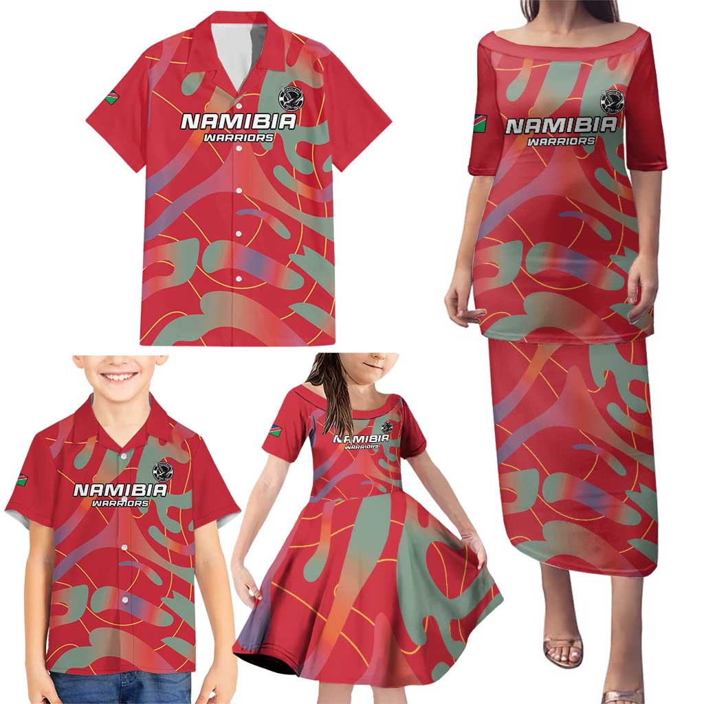 Custom Namibia Football Family Matching Puletasi and Hawaiian Shirt Go Namibia Warriors - Wonder Print Shop