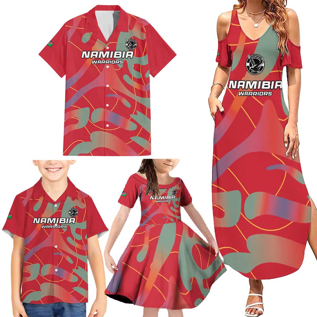 Custom Namibia Football Family Matching Summer Maxi Dress and Hawaiian Shirt Go Namibia Warriors - Wonder Print Shop