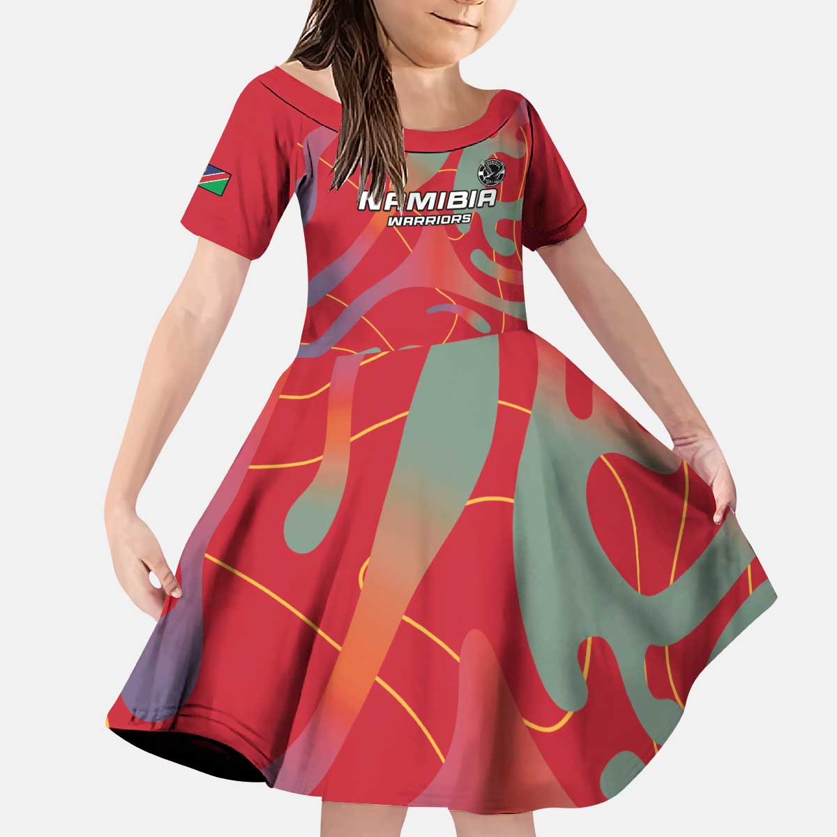 Custom Namibia Football Kid Short Sleeve Dress Go Namibia Warriors - Wonder Print Shop