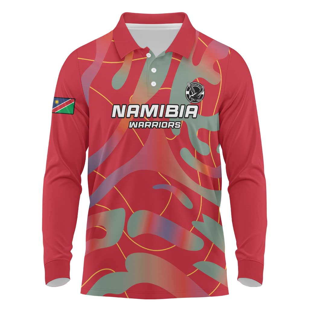 Custom Namibia Football Long Sleeve Polo Shirt Go Namibia Warriors - Wonder Print Shop