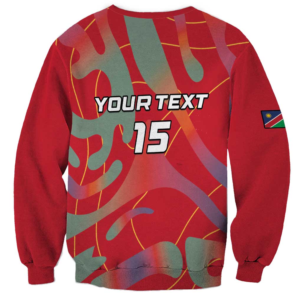 Red crewneck football sweatshirt back with YOUR TEXT and 75 design, long sleeves