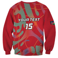 Red crewneck football sweatshirt back with YOUR TEXT and 75 design, long sleeves