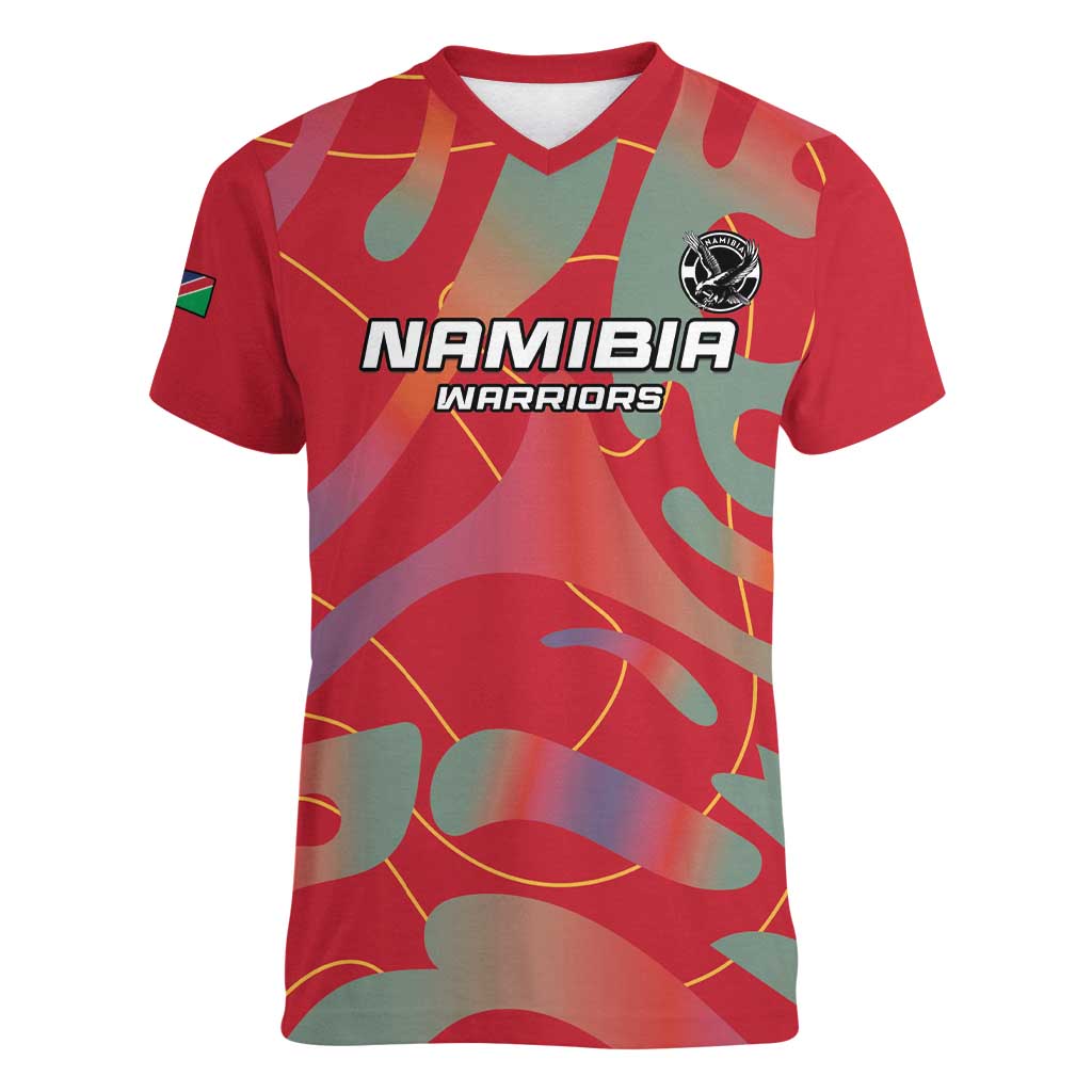 Custom Namibia Football Women V-Neck T-Shirt Go Namibia Warriors - Wonder Print Shop