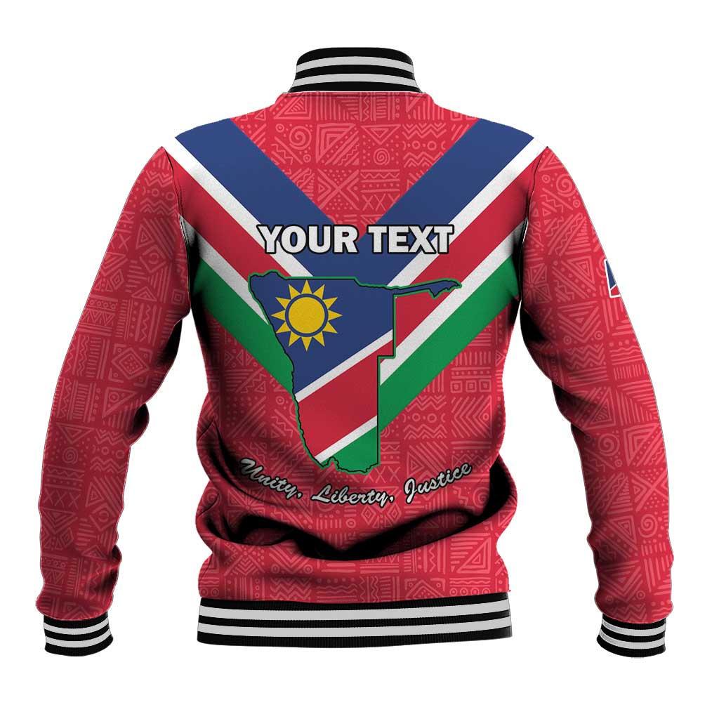 Personalised Namibia Independence Day Baseball Jacket Coat Of Arms With Flag Map - Wonder Print Shop