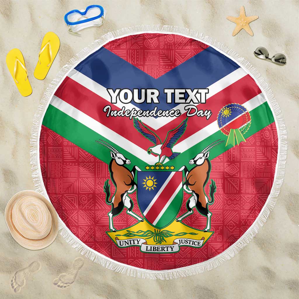 Personalised Namibia Independence Day Beach Blanket Coat Of Arms With Flag Map - Wonder Print Shop