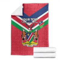 Personalized Namibia Independence Day blanket set, red with Namibia flag and coat of arms