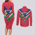 Personalised Namibia Independence Day Couples Matching Long Sleeve Bodycon Dress and Long Sleeve Button Shirt Coat Of Arms With Flag Map - Wonder Print Shop