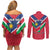 Personalised Namibia Independence Day Couples Matching Off Shoulder Short Dress and Long Sleeve Button Shirt Coat Of Arms With Flag Map - Wonder Print Shop