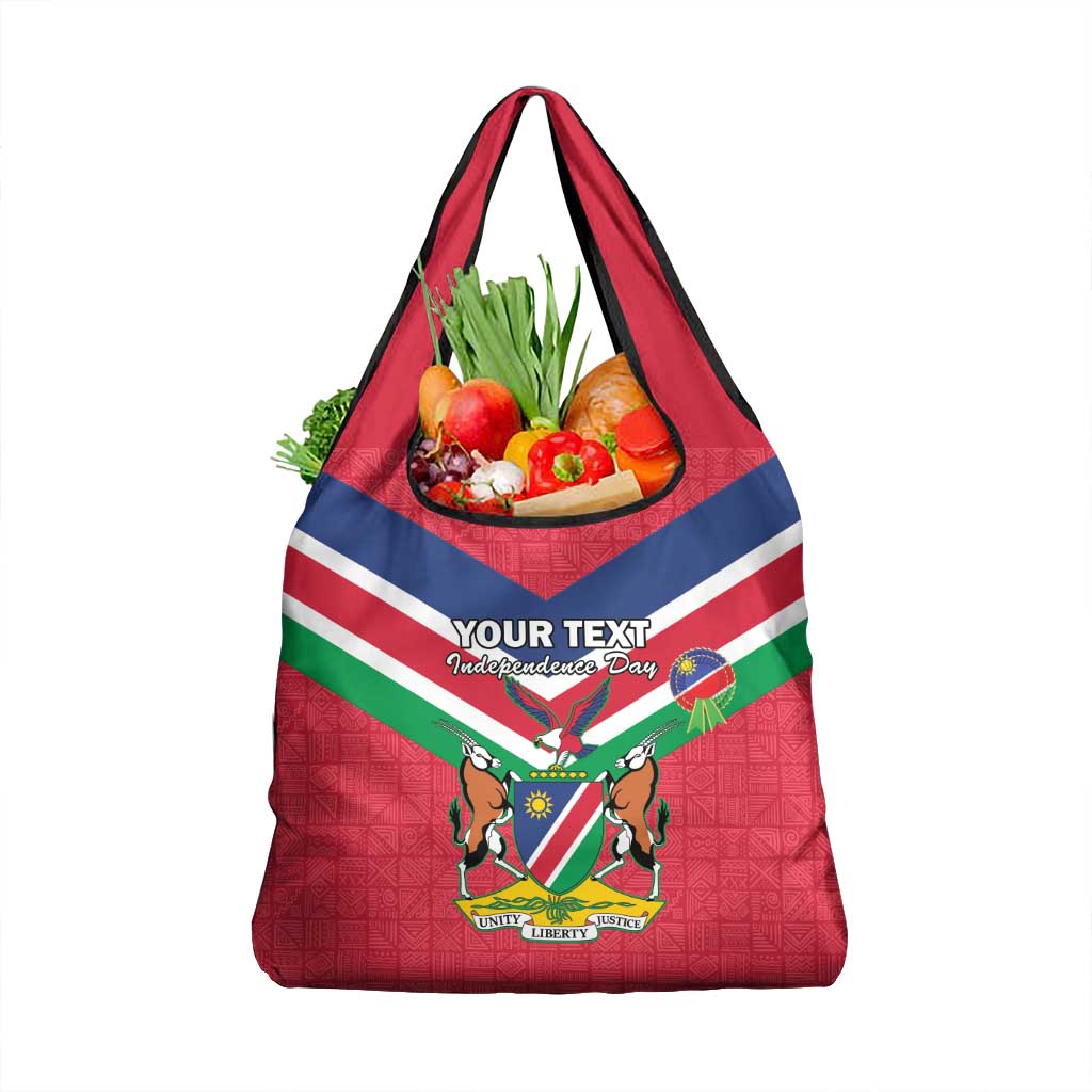 Personalised Namibia Independence Day Grocery Bag Coat Of Arms With Flag Map