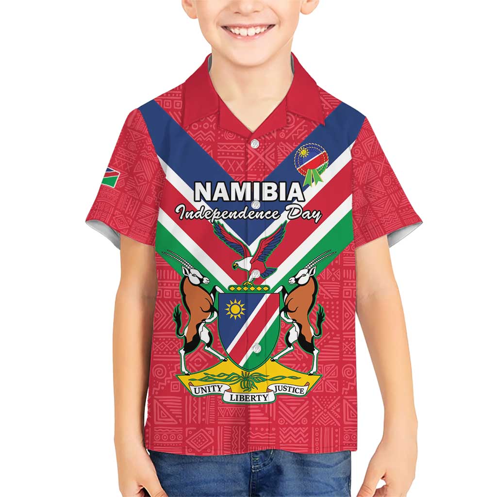 Personalised Namibia Independence Day Kid Hawaiian Shirt Coat Of Arms With Flag Map - Wonder Print Shop