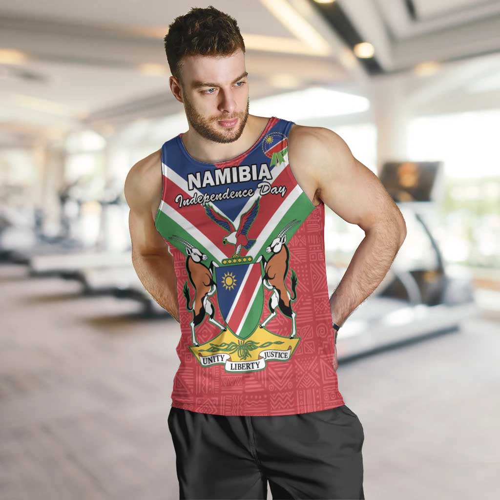 Personalised Namibia Independence Day Men Tank Top Coat Of Arms With Flag Map