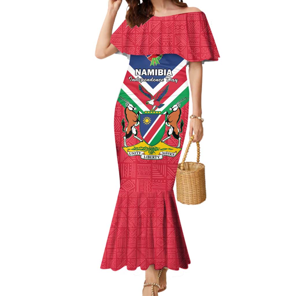 Personalised Namibia Independence Day Mermaid Dress Coat Of Arms With Flag Map - Wonder Print Shop