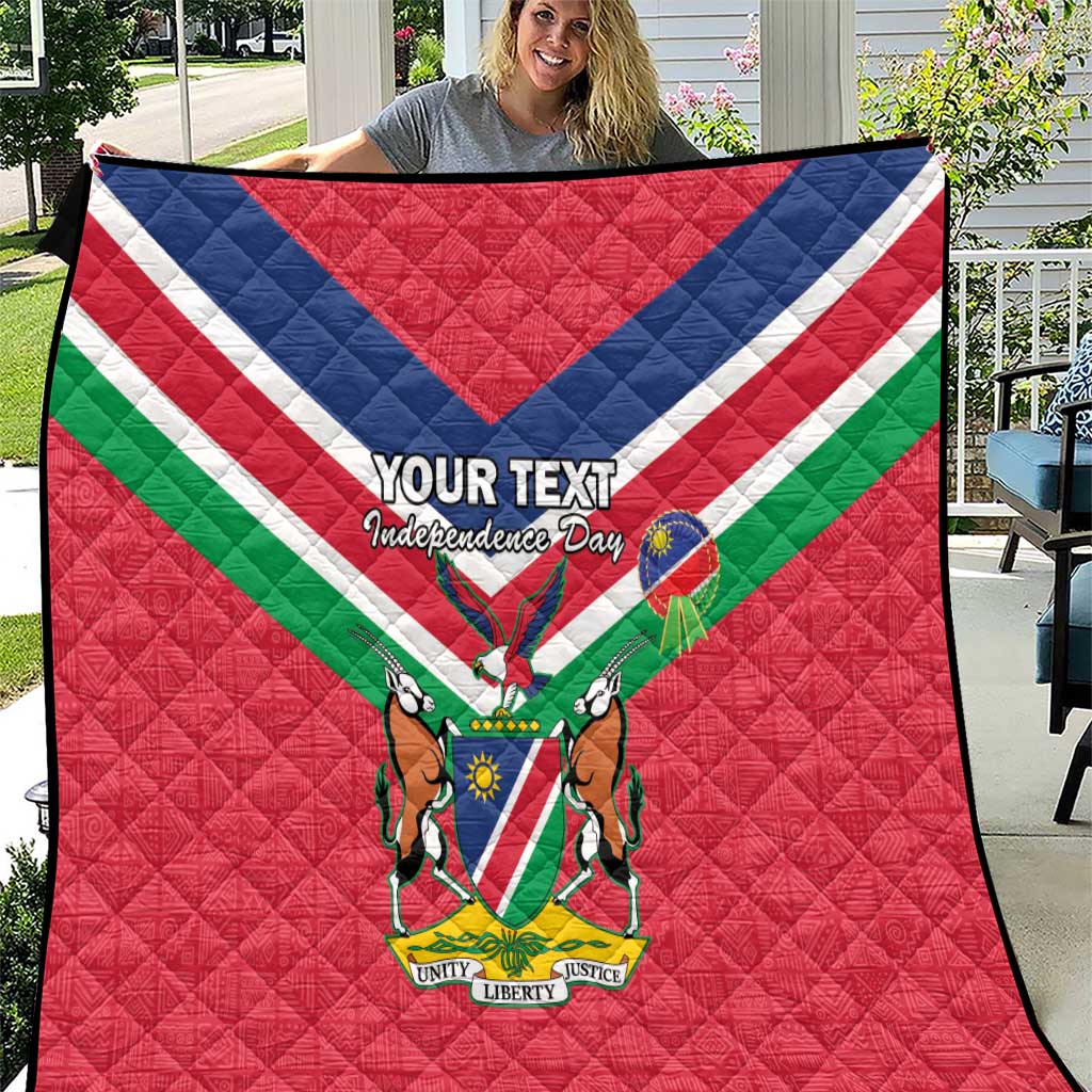 Personalised Namibia Independence Day Quilt Coat Of Arms With Flag Map - Wonder Print Shop