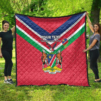Personalized Namibia Independence Day quilt blanket showing Namibia flag and coat of arms