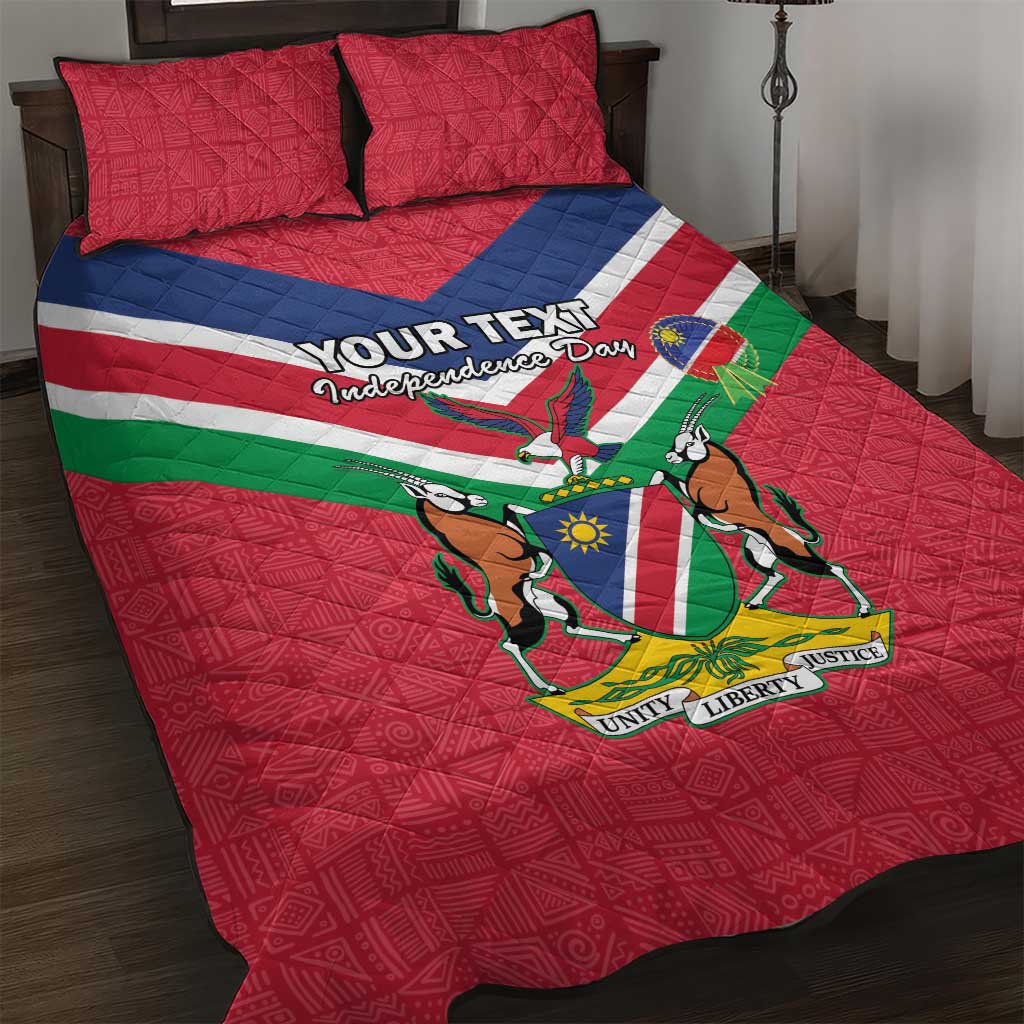 Personalised Namibia Independence Day Quilt Bed Set Coat Of Arms With Flag Map - Wonder Print Shop