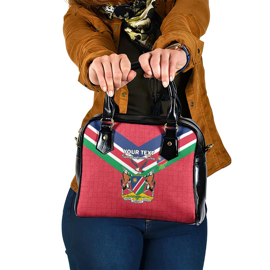 Personalised Namibia Independence Day Shoulder Handbag Coat Of Arms With Flag Map