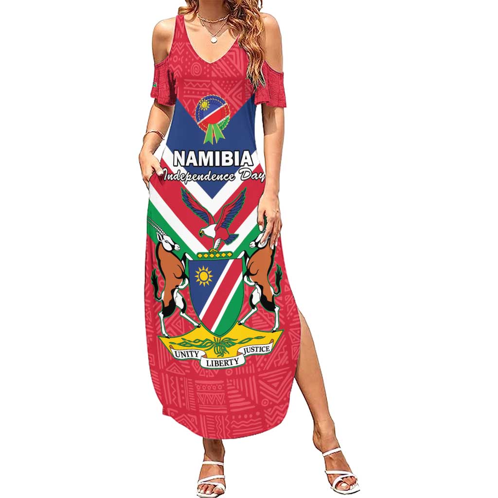 Personalised Namibia Independence Day Summer Maxi Dress Coat Of Arms With Flag Map