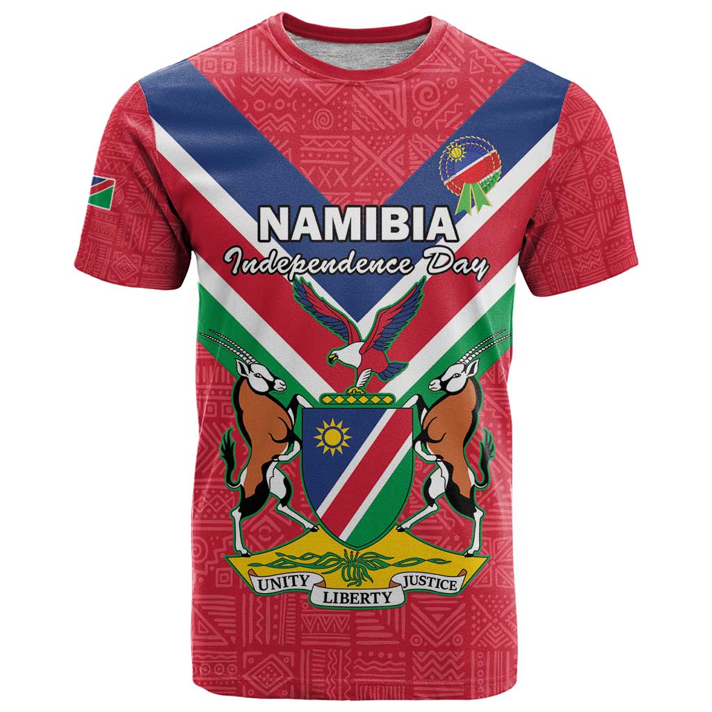 Personalised Namibia Independence Day T Shirt Coat Of Arms With Flag Map