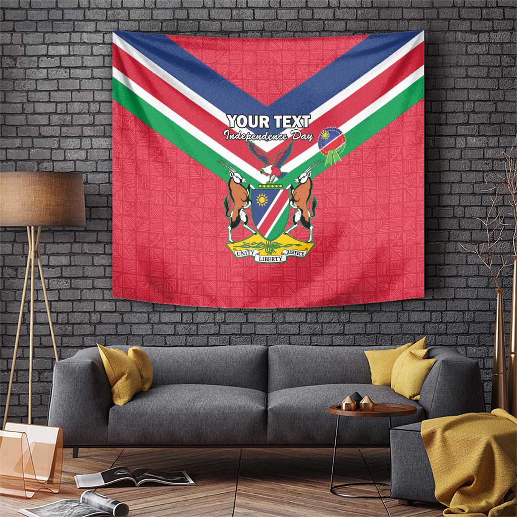 Personalised Namibia Independence Day Tapestry Coat Of Arms With Flag Map