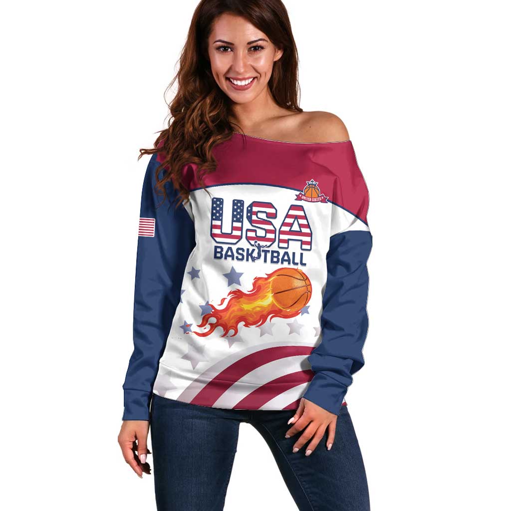 Custom United States Basketball Off Shoulder Sweater Go Champions