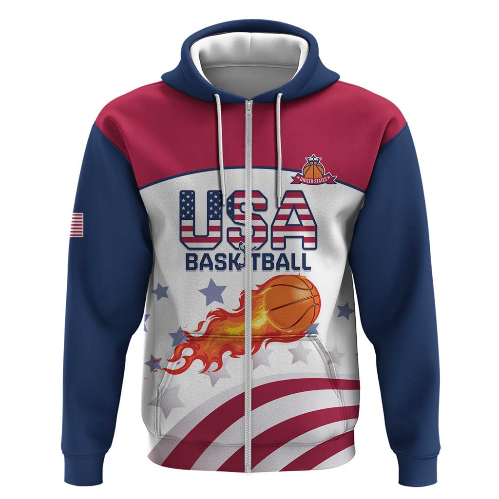 Custom United States Basketball Zip Hoodie Go Champions