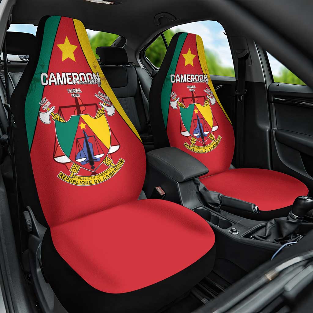 Cameroon National Day Car Seat Cover Coat Of Arms With Lion