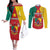 Personalised Cameroon National Day Couples Matching Off The Shoulder Long Sleeve Dress and Long Sleeve Button Shirt Coat Of Arms With Lion