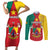 Personalised Cameroon National Day Couples Matching Short Sleeve Bodycon Dress and Long Sleeve Button Shirt Coat Of Arms With Lion