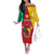 Personalised Cameroon National Day Family Matching Off The Shoulder Long Sleeve Dress and Hawaiian Shirt Coat Of Arms With Lion