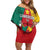 Personalised Cameroon National Day Family Matching Off Shoulder Short Dress and Hawaiian Shirt Coat Of Arms With Lion