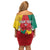 Personalised Cameroon National Day Family Matching Off Shoulder Short Dress and Hawaiian Shirt Coat Of Arms With Lion