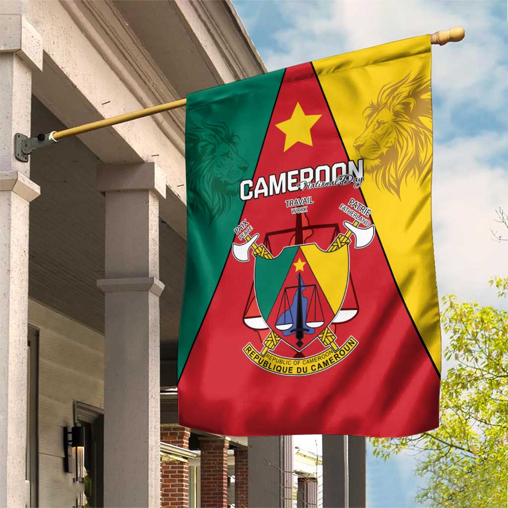 Cameroon National Day Garden Flag Coat Of Arms With Lion