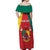 Personalised Cameroon National Day Off Shoulder Maxi Dress Coat Of Arms With Lion