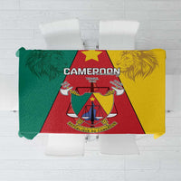 Cameroon tricolor tablecloth with lion coat of arms emblem and border print