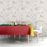 Cameroon tricolor tablecloth with lion coat of arms emblem, red with green and yellow edges